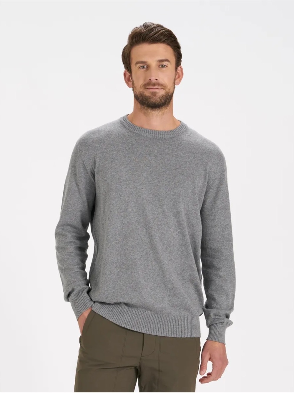 Vuori Fluent Sweater Heather Grey Cotton Cashmere Size XL